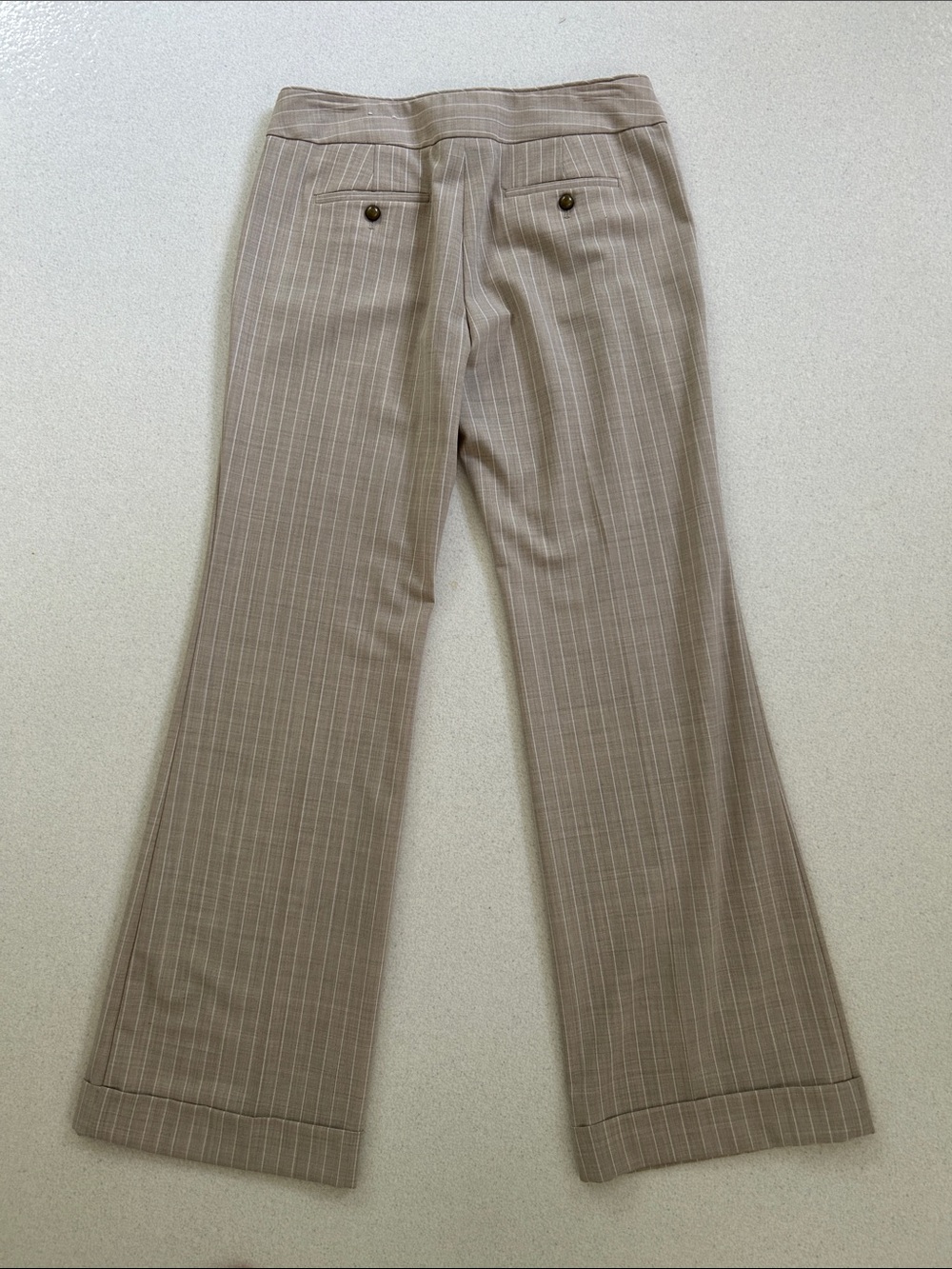 Express Beige Pinstripe Trousers - Picture 4 of 5